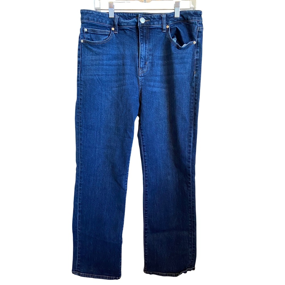 Quince Stretch High Rise Straight Jeans Dark Wash Denim 32